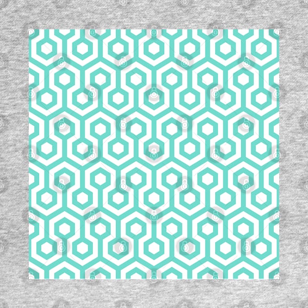 Geometric Pattern: Looped Hexagons: Blue by Red Wolf